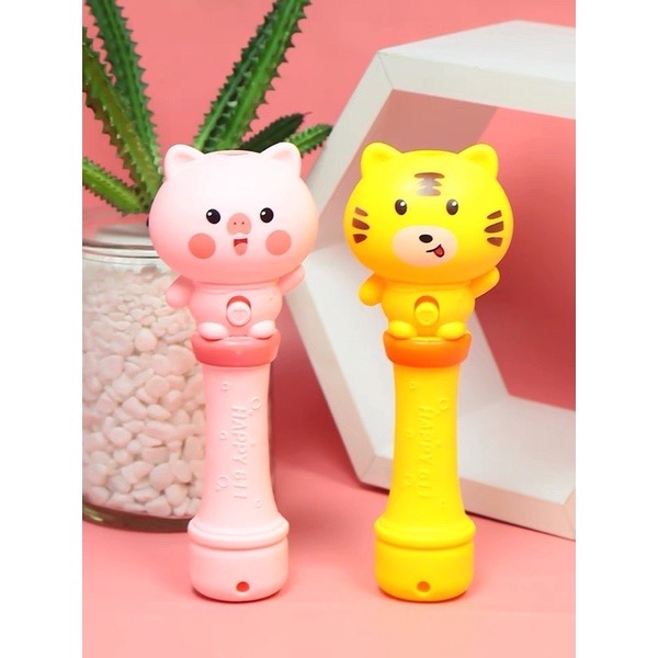 Đèn Pin Chiếu Hình Hổ Vàng/ Heo Hồng 24 Hình Hoạt Hình Kèm Pin Sẵn Đồ Chơi Bé Trai Bé Gái