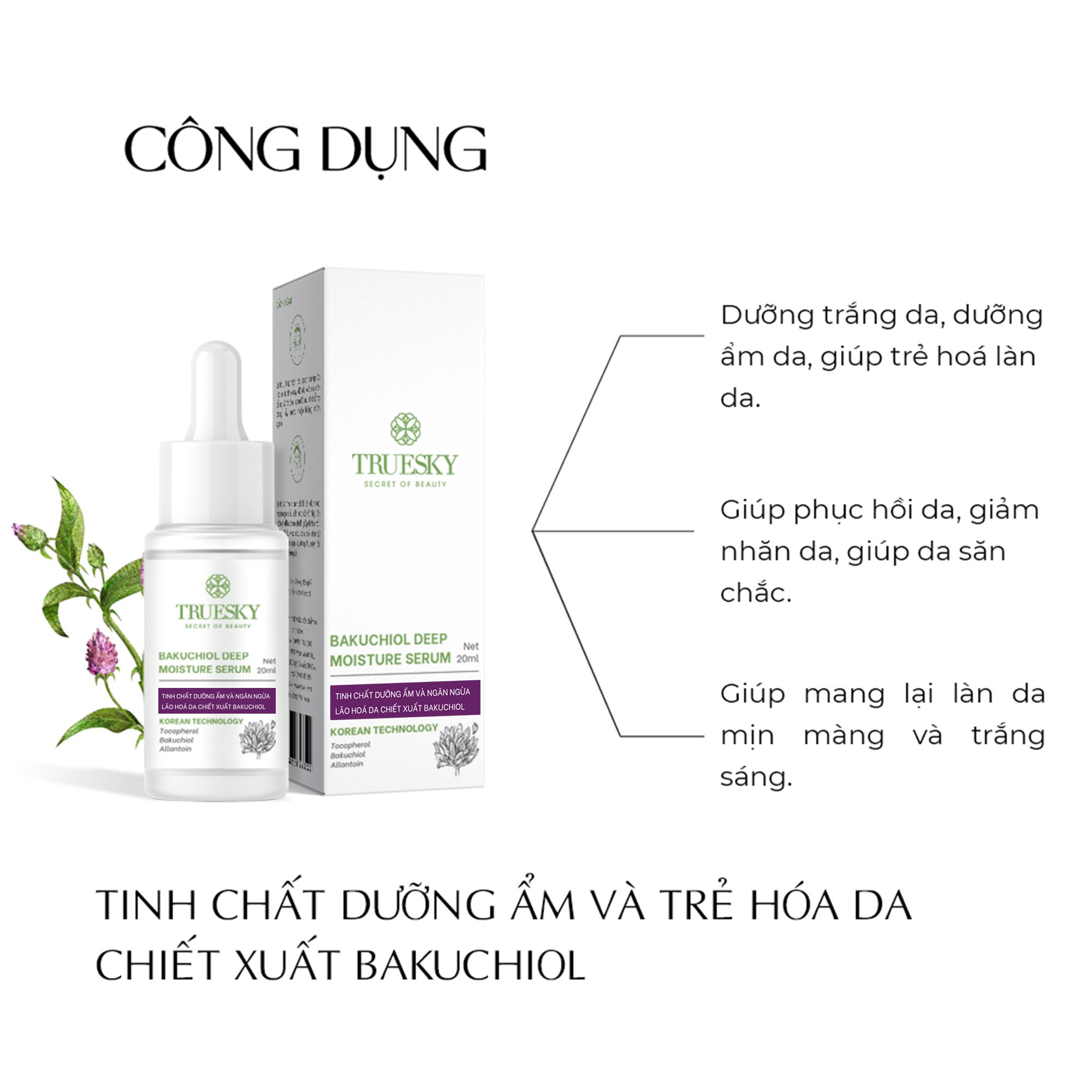 Tinh chất dưỡng ẩm và ngừa lão hoá da Truesky Bakuchiol Deep Moisture Serum 20ml