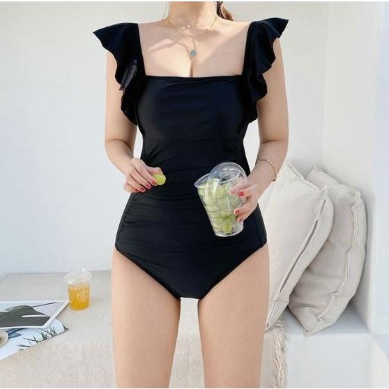 Bikini 1 mảnh kiểu Hàn Quốc đồ bơi đi biển bigsize liền thân kín đáo sexy cạp cao nâng ngực hở lưng che bụng 2657 K4T1-4
