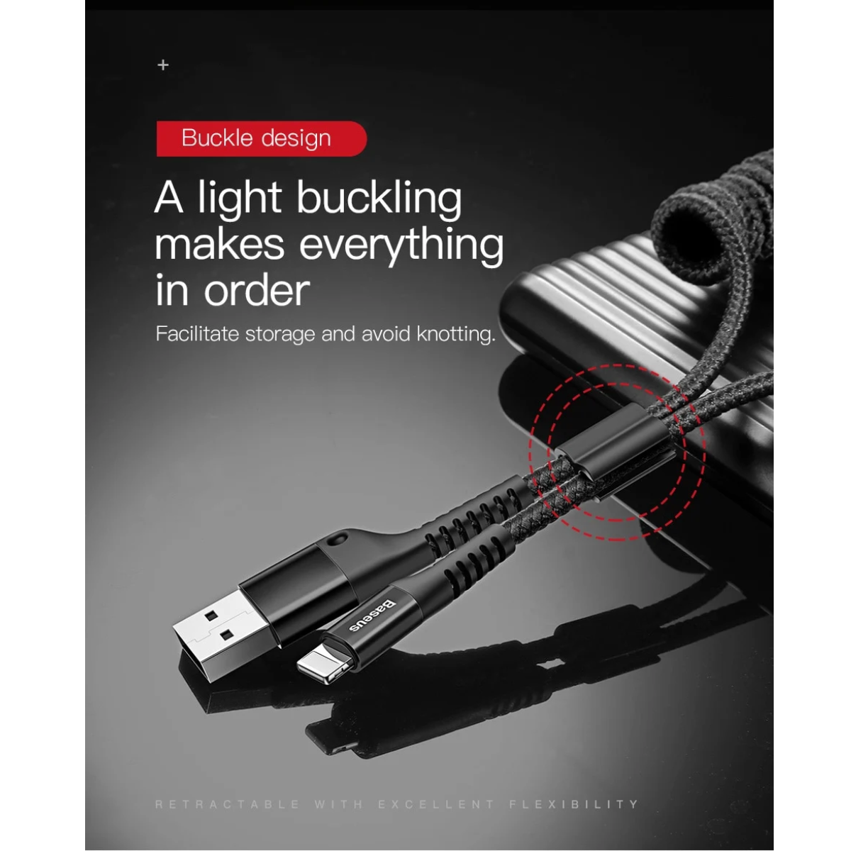 Cáp sạc Baseus Fish Eye Spring Data cable 2A lò xo đàn hồi USB to IP CALSR  - Hàng chính hãng