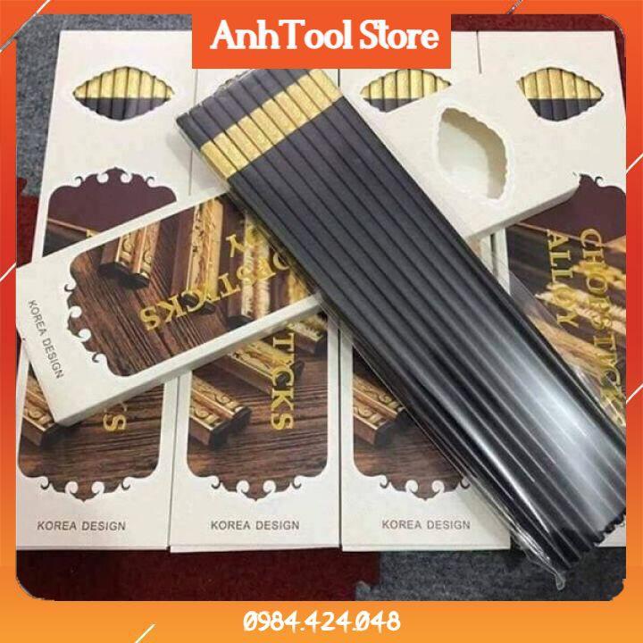 - Hộp 10 đôi đũa khảm vàng Thiết kế Hàn quốc dài 27CM