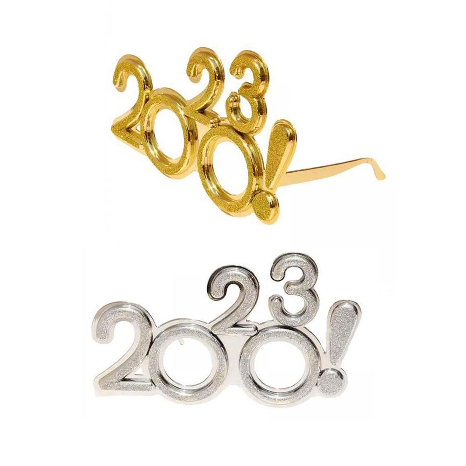 2Pcs New Year Photo Glasses Funny Glitter 2023 Glasses Eve Party Supplies