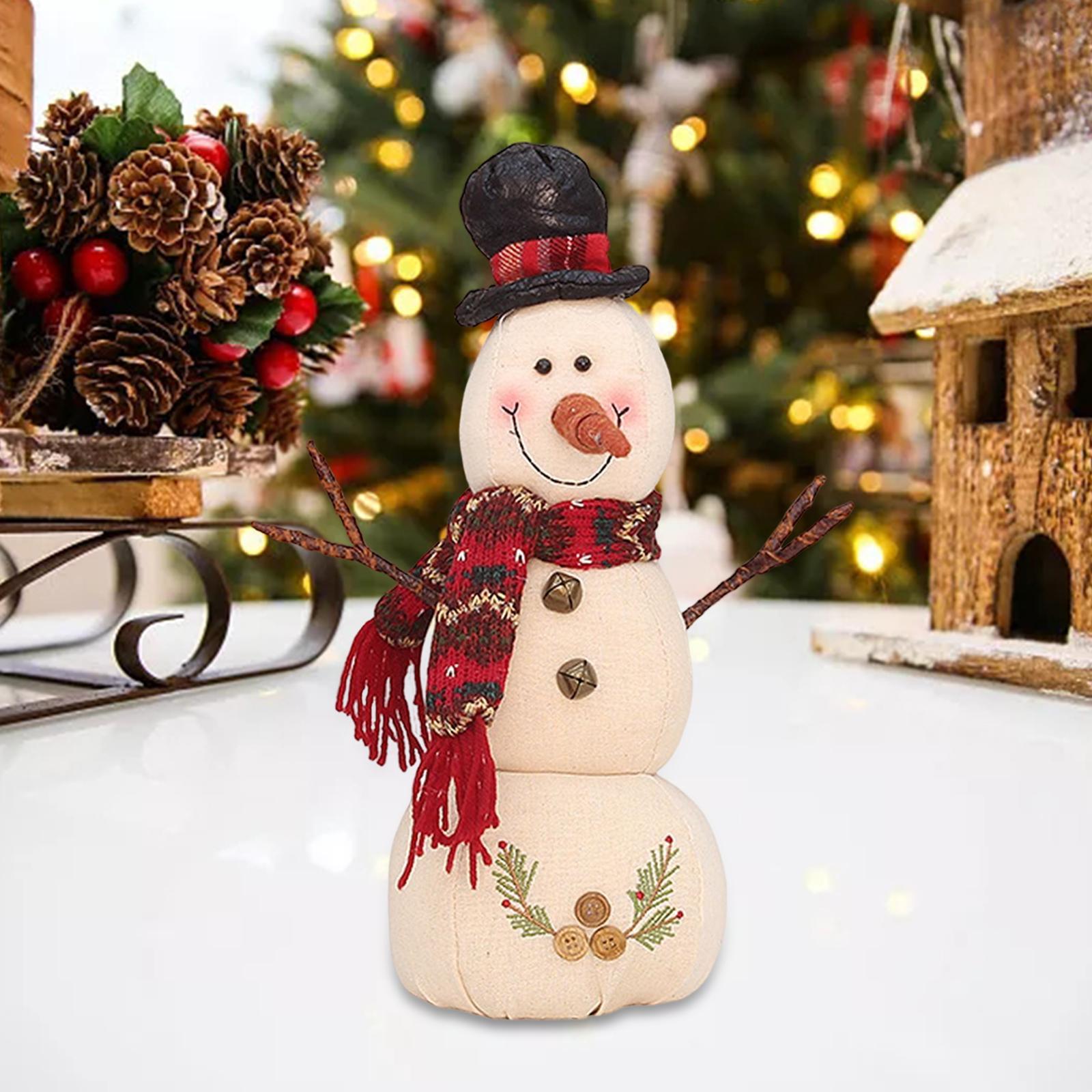 Christmas White Snowman Doll with Hooded Scarf Snowman Decor Shopping Mall Window Atmosphere Decoration