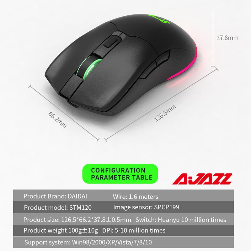 Bàn Phím Ajazz STM120 USB Chuột Chơi Game Có Dây RGB Backlit Công Thái Chuột 6 DPI Có Thể Điều Chỉnh Máy Tính Dành Cho Máy Tính Xách Tay Máy Tính Xách Tay Game