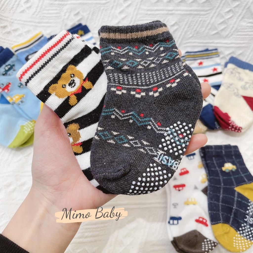 Set 12 đôi tất chống trơn trượt hình gấu, ô tô cho bé Mimo baby T17