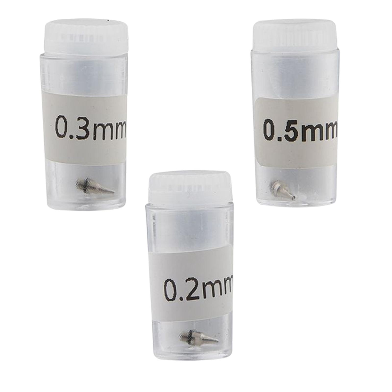 3 Pcs Airbrush Nozzle for Painting Machine for Airbrush 0.2/0.3/0.5mm Professional Airbrush Parts Replacement Parts for Crafting