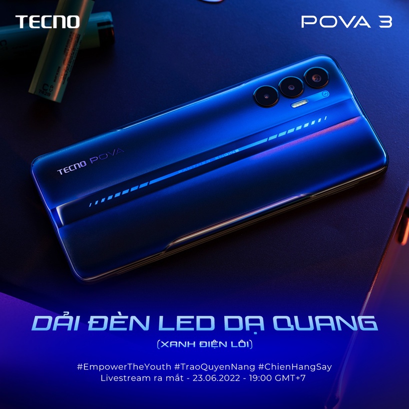 Điện thoại Gaming Tecno POVA 3 (6+5GB)/128GB - Helio G88 | 7000 mAh | Sạc nhanh 33W - Hàng Chính Hãng