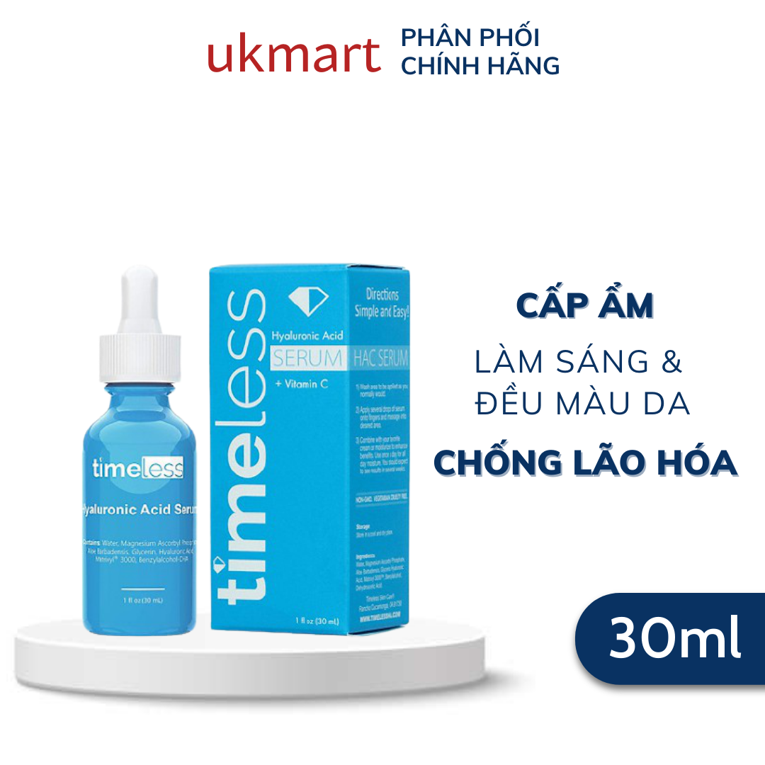 Serum Timeless HA + Vitamin C Cấp Ẩm, Làm Sáng Da 30ml Hyaluronic Acid Vitamin C Serum