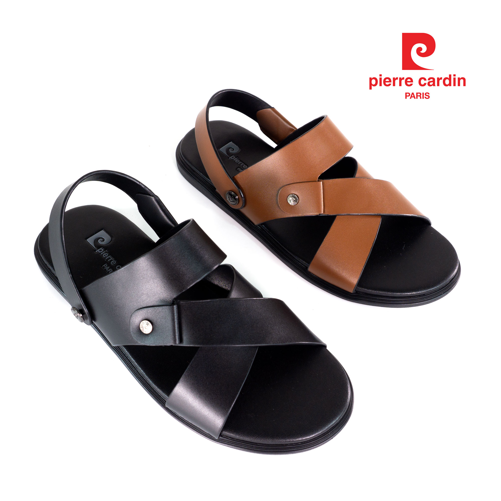 Sandals Ankle Strap Da Bò Trơn Cổ Điển Pierre Cardin - 162