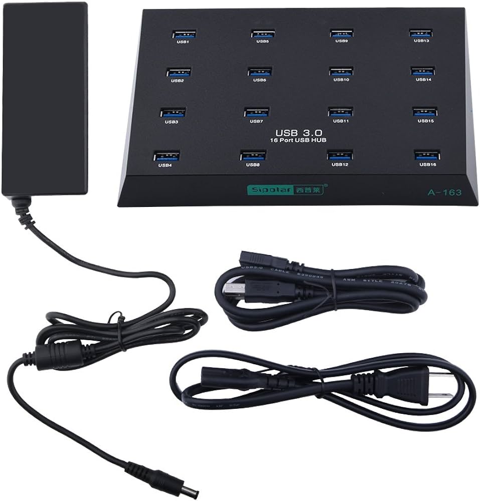 Hub usb 20 cổng Vinetteam Sipolar A-805P hỗ trợ 20 thiết bị USB (dcom 3g 4g), cung cấp nguồn 1.2A cho mỗi cổng để sạc nhanh cho điện thoại, iPad và máy tính bảng với bộ nguồn 12V/10A - hàng chính hãng