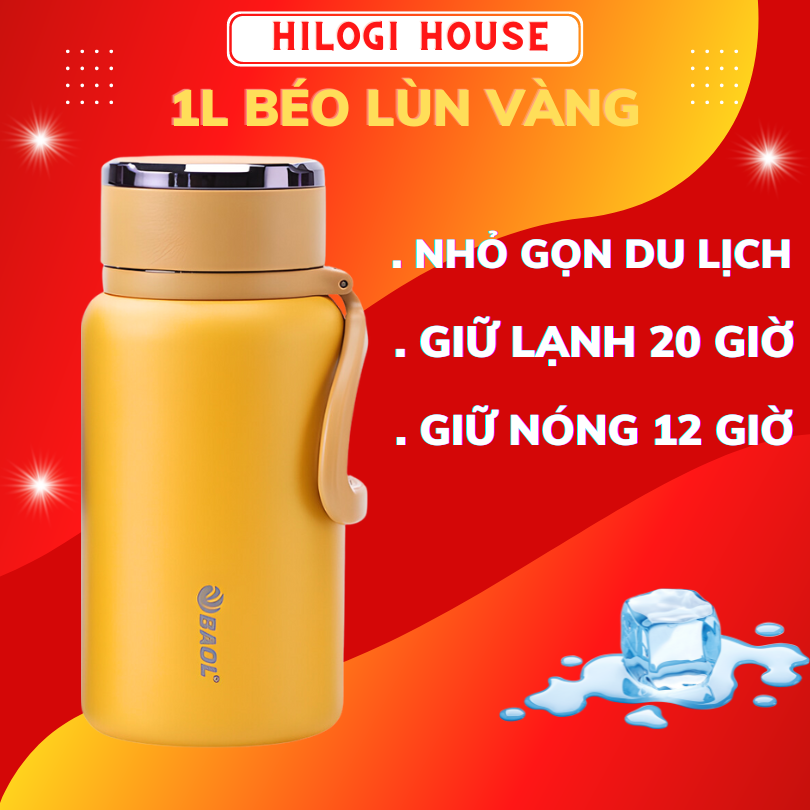 Bình giữ nhiệt 1500ml HiLOGI HOUSE sơn nhám chống trầy xước giữ nhiệt lạnh hơn 24 giờ , giữ nóng hơn 12 giờ , có dây treo