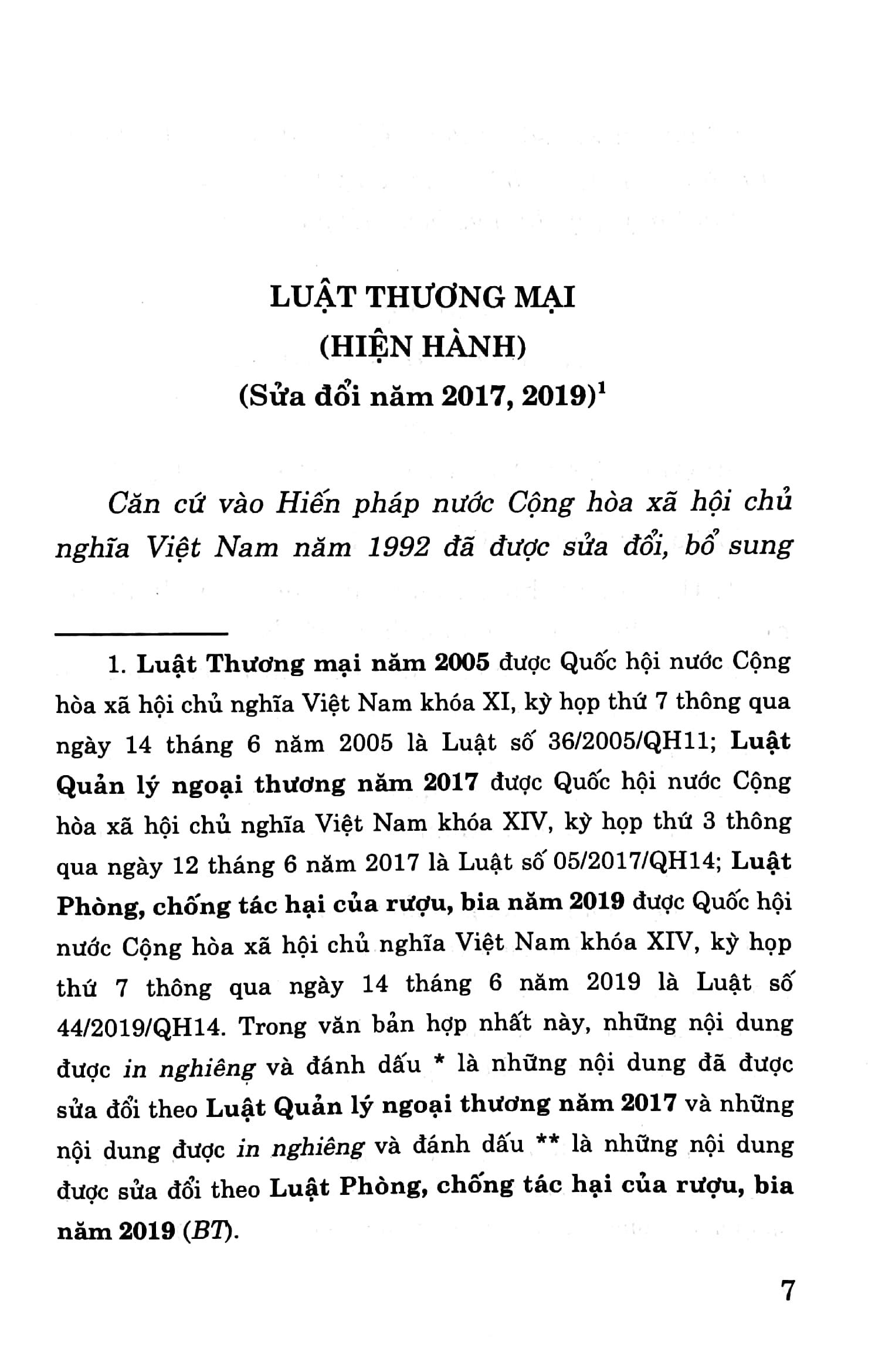 Luật Thương Mại (Hiện Hành) (Sửa Đổi Năm 2017, 2019)