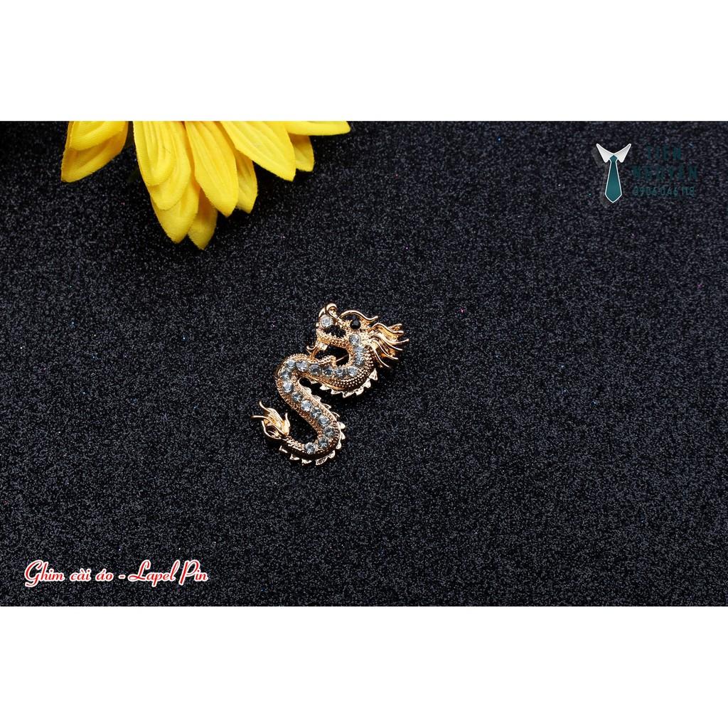 Ghim cài áo - lapel pin - Phụ kiện cài áo Rồng đính đá