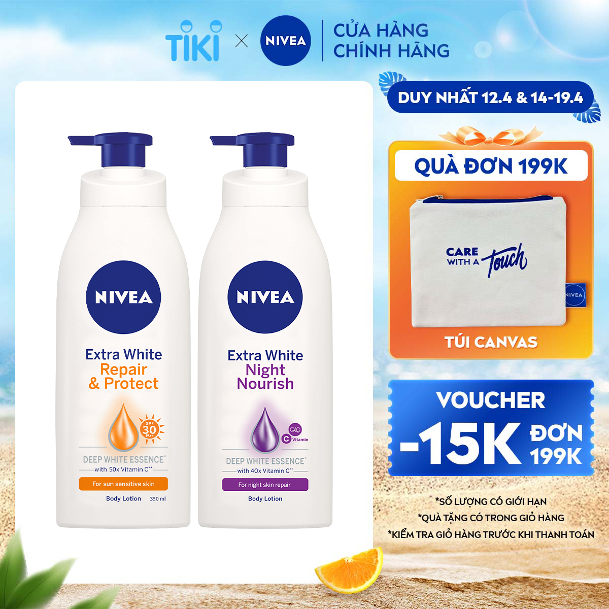 Bộ Đôi Sữa Dưỡng Thể NIVEA Phục Hồi &amp; Dưỡng Sáng Da Ngày &amp; Đêm (350 ml) - 88311+98412