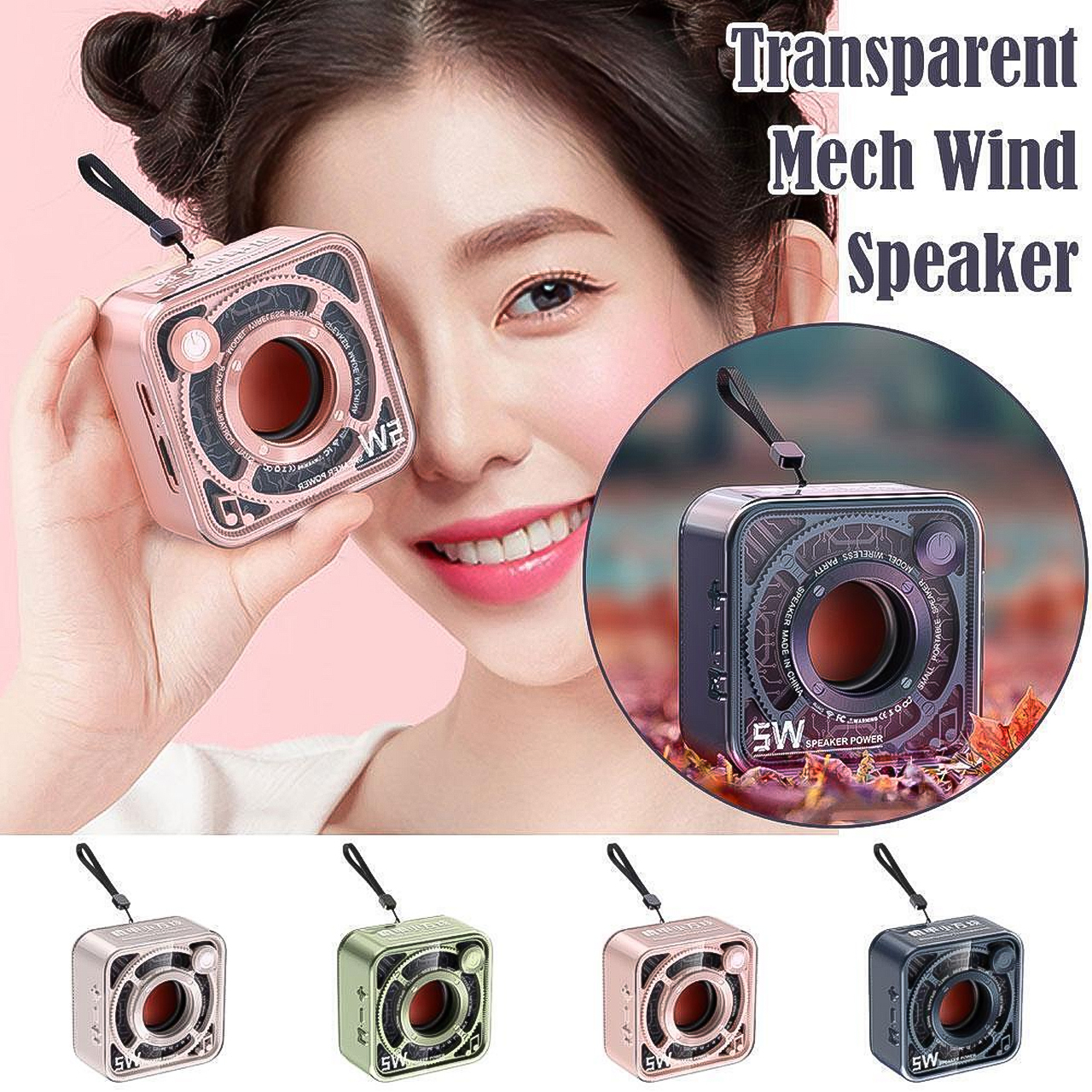 Loa bluetooth mini Vinetteam DW12 kiểu dáng nhỏ gọn, dễ thương công suất 5w có dây đeo cầm tay - hàng chính hãng