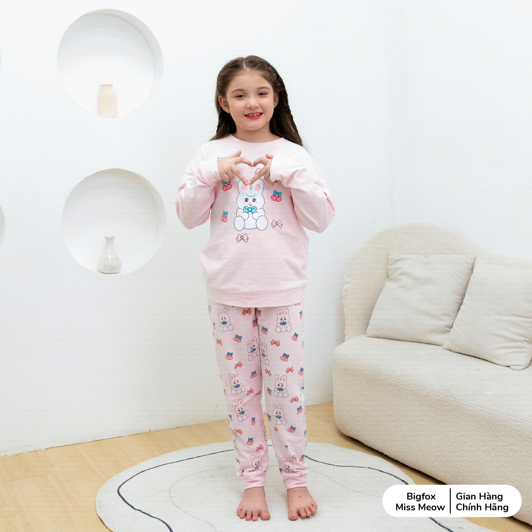 Quần áo dài tay thu đông cho bé gái size đại BIGFOX MISS MEOW, bộ nỉ da cá trẻ em dáng Hàn Quốc cỡ 3,7,11 tuổi 30kg 1996