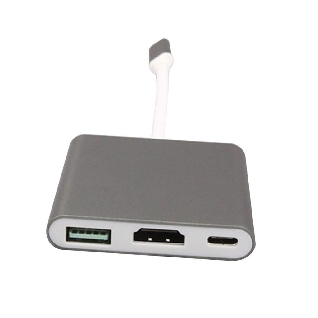 3 In1 USB Type-C To 1x 1080p 4k HDMI, 1x USB3.0, 1x PD Charging Port Adapter