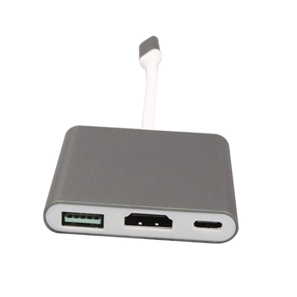 3 In 1 Hub USB C Type C to 4K HDMI USB 3.0 PD Adapter for Projector Gray