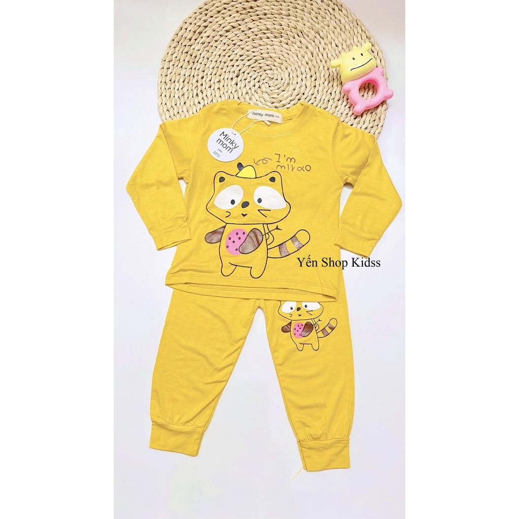 Bộ Dài Tay Minky Mom Viền Họa Tiết Cá Heo Xanh- Gấu Cho Bé Yêu (6-19kg) (1243
