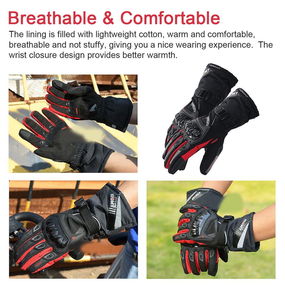 Winter Motorcycle Gloves for Men Women Windproof & Waterproof Thermal Touchscreen Gloves Cold Weather Racing Gloves for Cycling Riding Hiking Skating