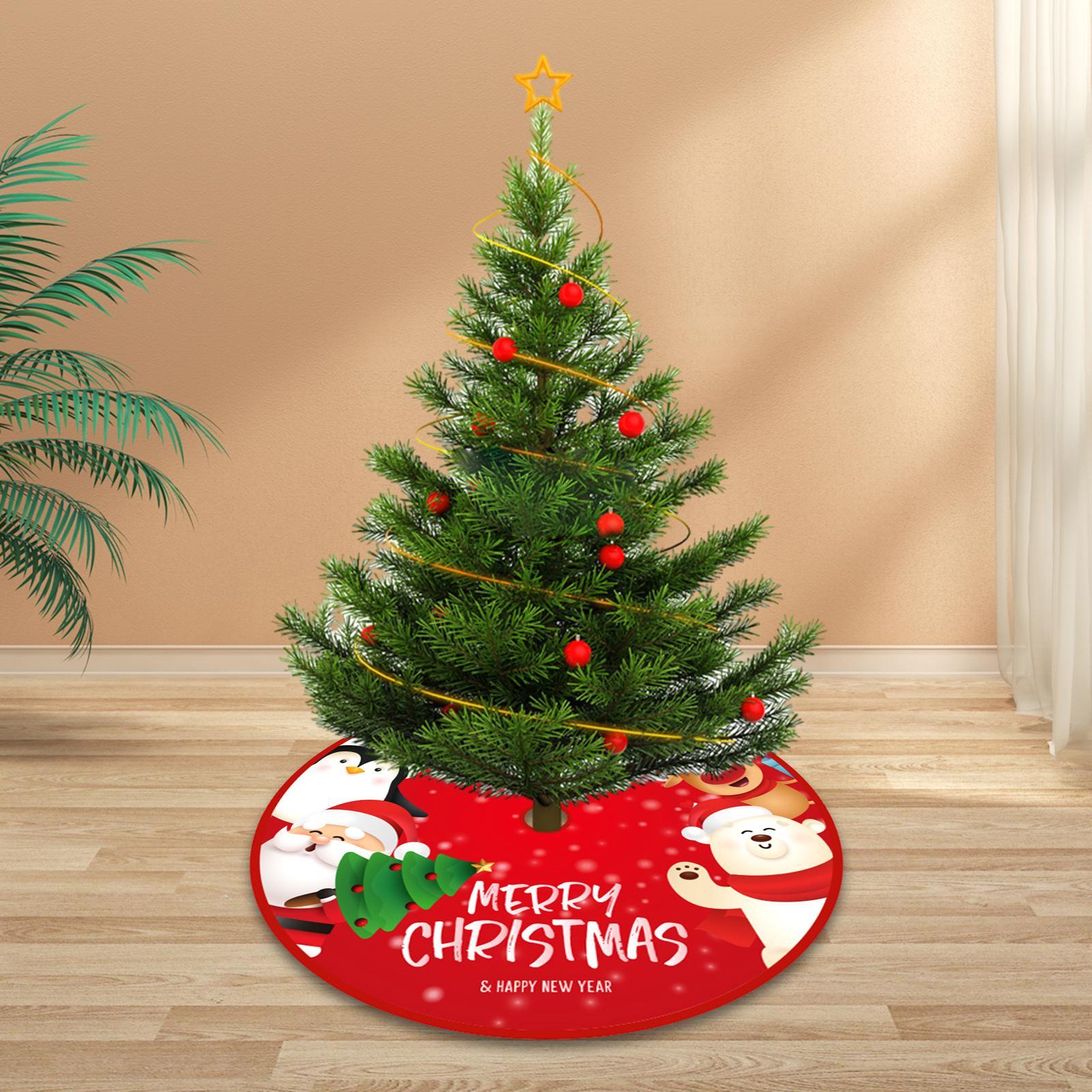 Christmas Tree Skirt Base Cover Xmas Tree Skirt 90cm Easy to Use Round Christmas Tree Apron for New Year Party Outdoor Indoor