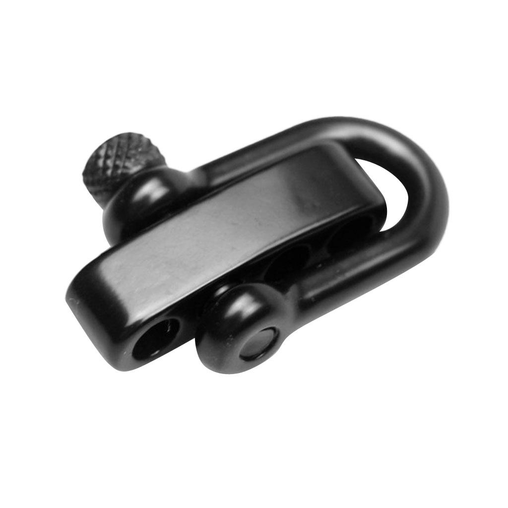 2xU Flat Adjustable Shackle Buckle Clasp for Survival Paracord Bracelet Black