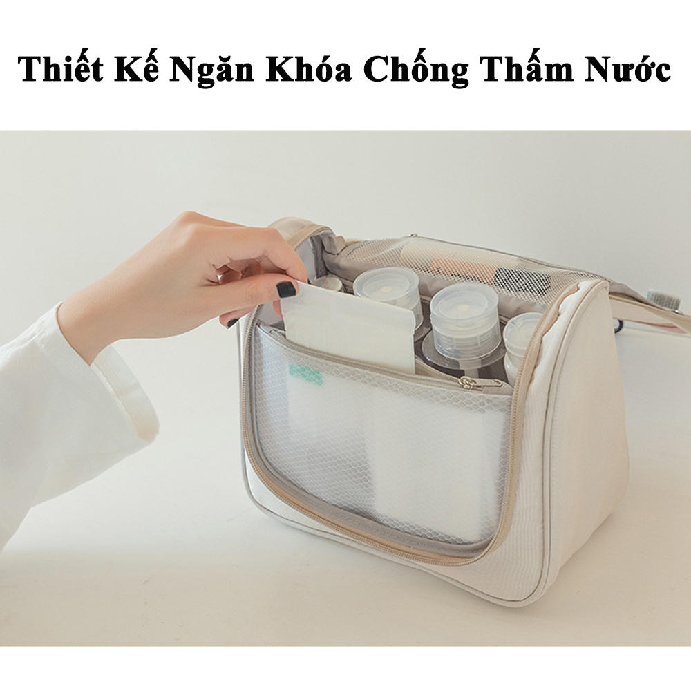 Túi Đựng Mỹ Phẩm Đồ Trang Điểm Du Lịch KUNBE, Chất Liệu Chống Thấm Nước Có Móc Treo Tiện Lợi