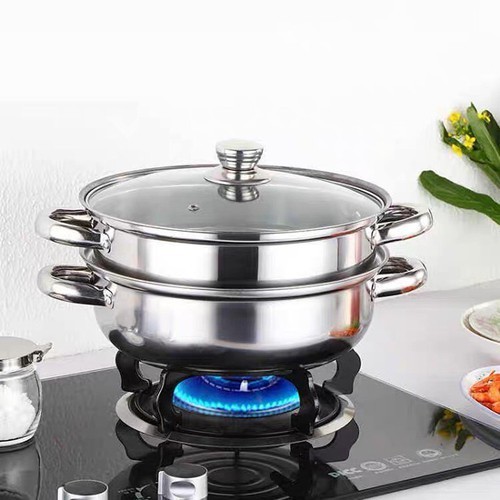 Bộ nồi lầu kiêm nồi hấp 2 tầng inox cao cấp