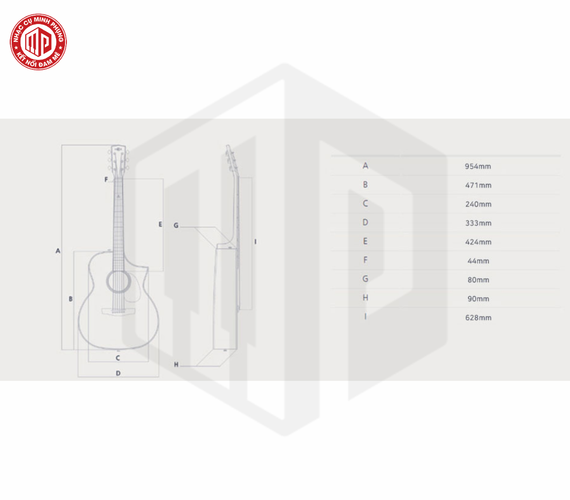 Đàn Guitar Acoustic - HEX P300 - Sting Series - Size Parior - Hàng chính hãng