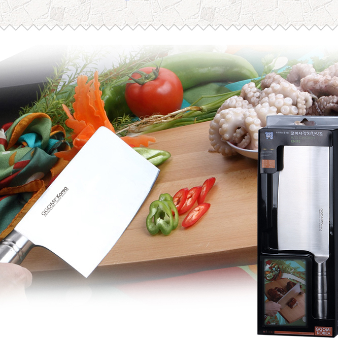 Dao chặt gà bằng thép không gỉ an toàn có độ dài 31.5cm, dày 9cm GGOMi Hàn Quốc GG318