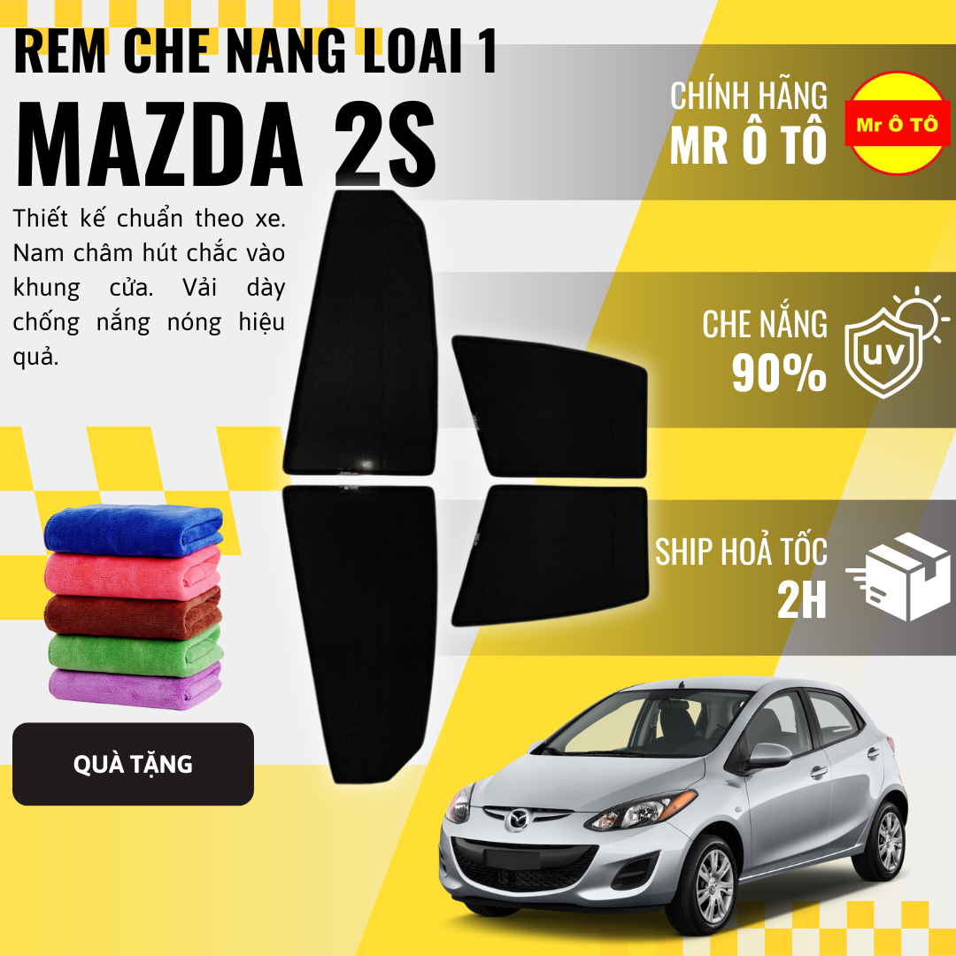 Rèm Che Nắng Xe Mazda 2S Loại 1 Mr Ô TÔ Bảo Hành 24 tháng Cam Kết Chuẩn Khít Theo Xe
