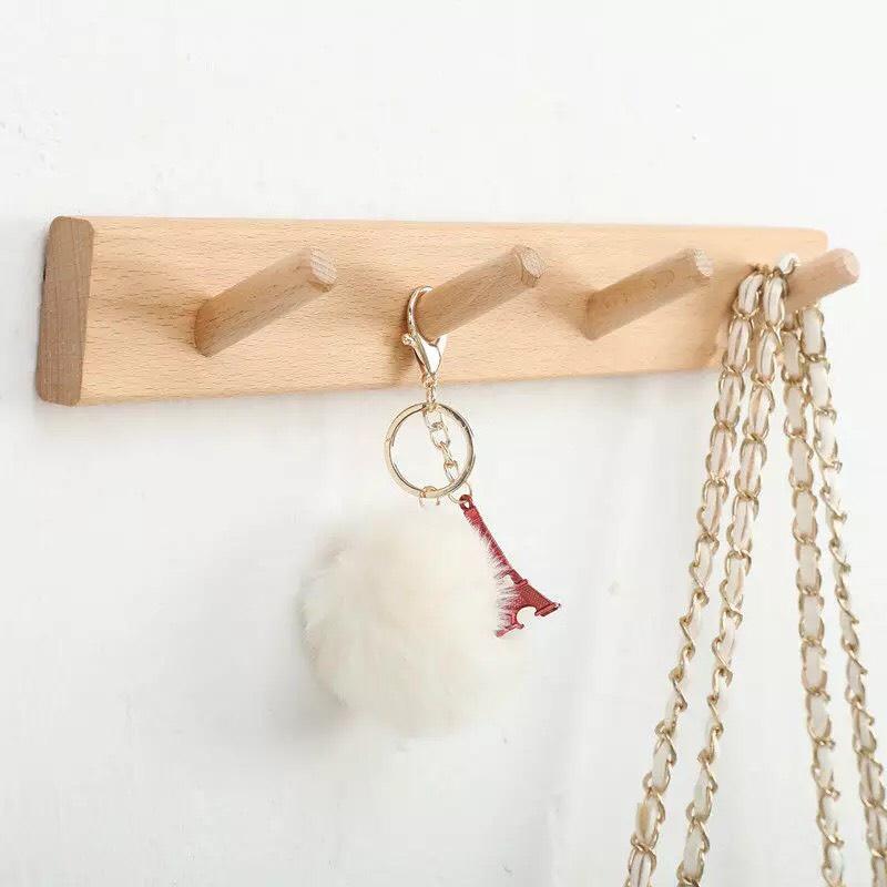 Móc Treo Quần Áo, Thanh Gỗ Gắn Tường Treo Mũ, Túi Xách, Móc Chìa Khoá Nhiều Kích Thước MS02