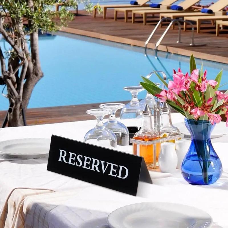 Bàn đã đặt - Biển đặt bàn, Thẻ đặt bàn Biển Reserved, Bảng Bàn đã đặt, Kệ Mica để bàn - 15x5x4cm (DxRxC)