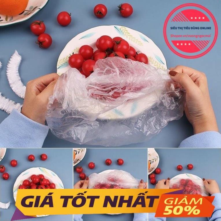 Set 100 màng bọc thực phẩm bo chun co giãn tái sử dụng túi gấu