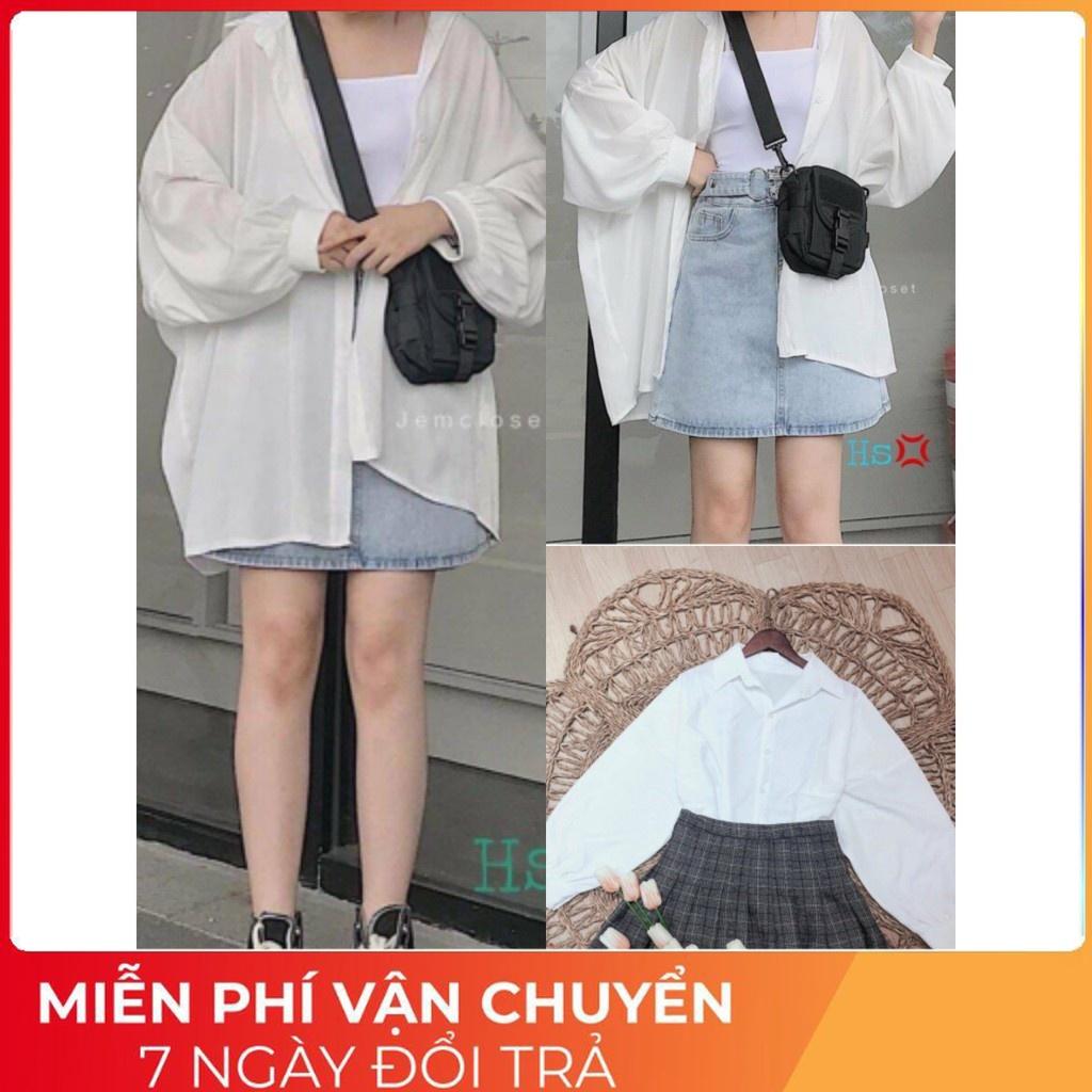 Áo Sơ Mi Nữ Trắng Tay Bồng , Áo SơMi Dáng Rộng Dài Tay F003 - zeni69 store