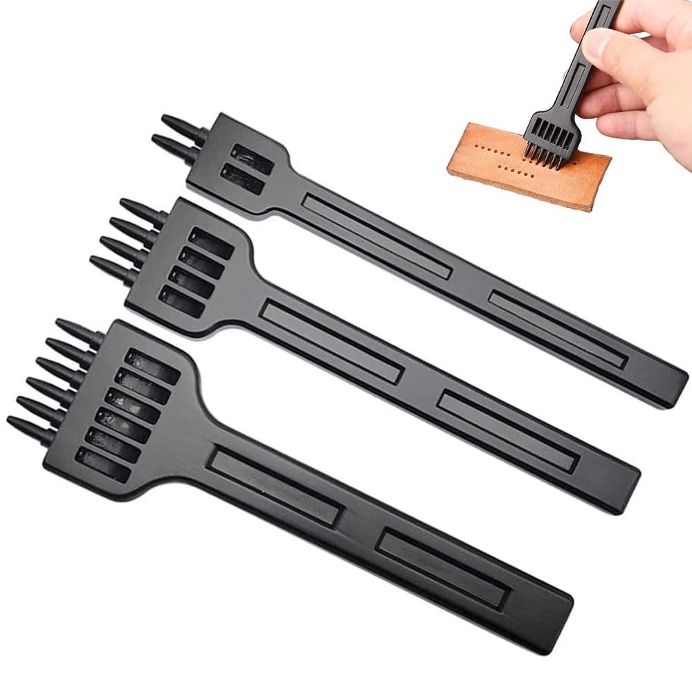 3 mảnh công cụ đấm lỗ, dụng cụ đấm bằng da, đục da, chuyên gia DIY/Craft Metal 2/4/6 Prong Leather -Drafting Damping Dụng cụ dập cho thắt lưng, da, vòng tay, thẻ
