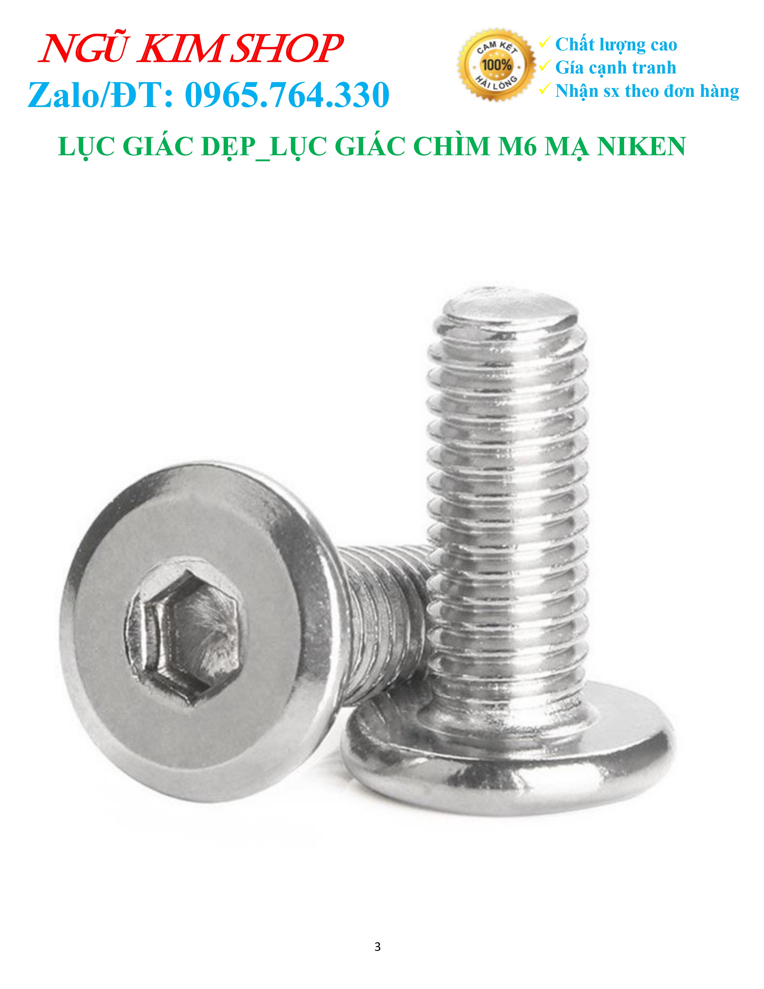LỤC GIÁC DẸP _ LỤC GIÁC CHÌM M6 MẠ NIKEN