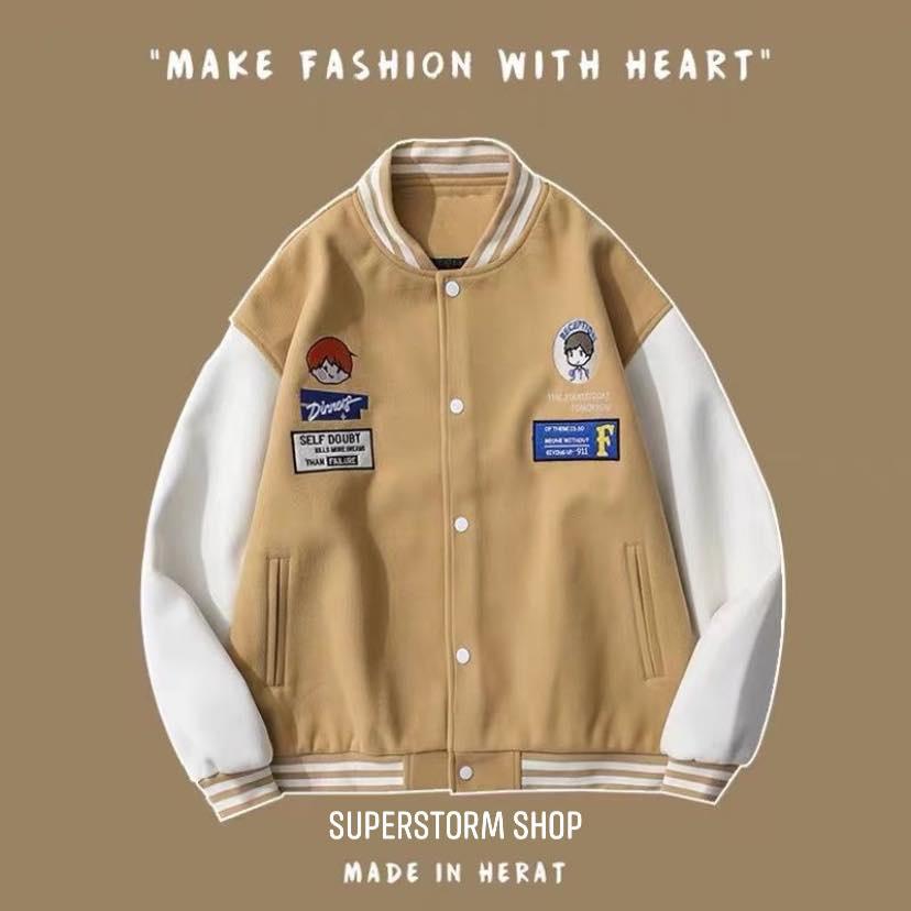 Áo khoác Bomber, Áo khoác bomber 2 lớp phối tay đen trắng freesize form rộng nam nữ mặc đồ đôi cực ngầu
