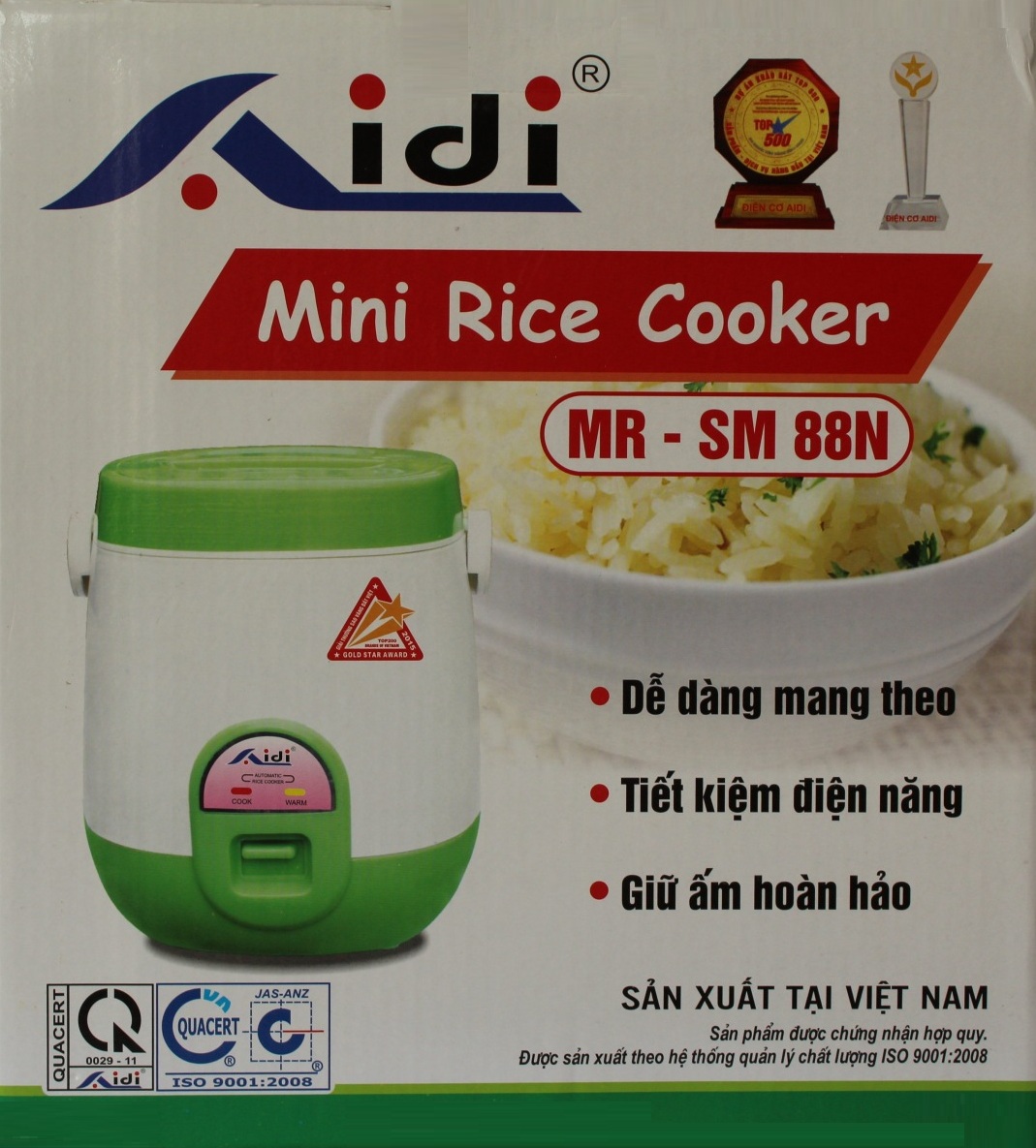 Nồi Cơm Điện Cặp Lồng Mini Thân Nhựa Aidi MR-SM 88N  - Màu Ngẫu Nhiên - Chính Hãng