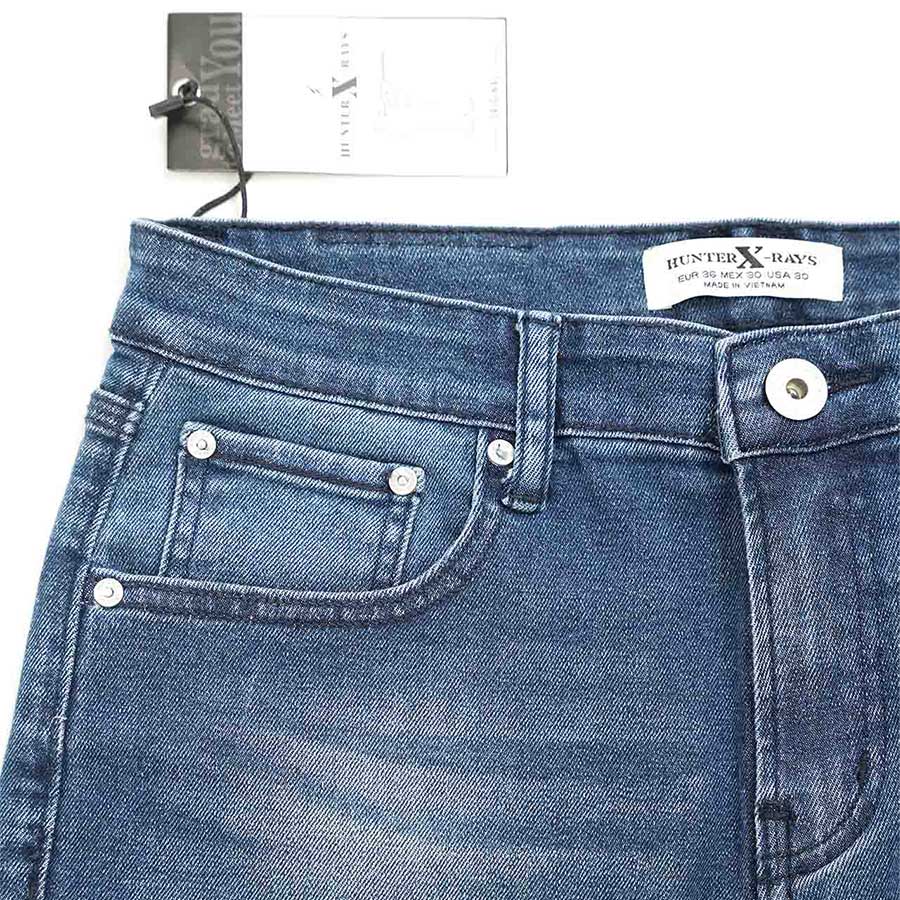 Quần Short Jeans Nam Cao Cấp HUNTER X-RAYS Form Slimfit Màu Xanh S64