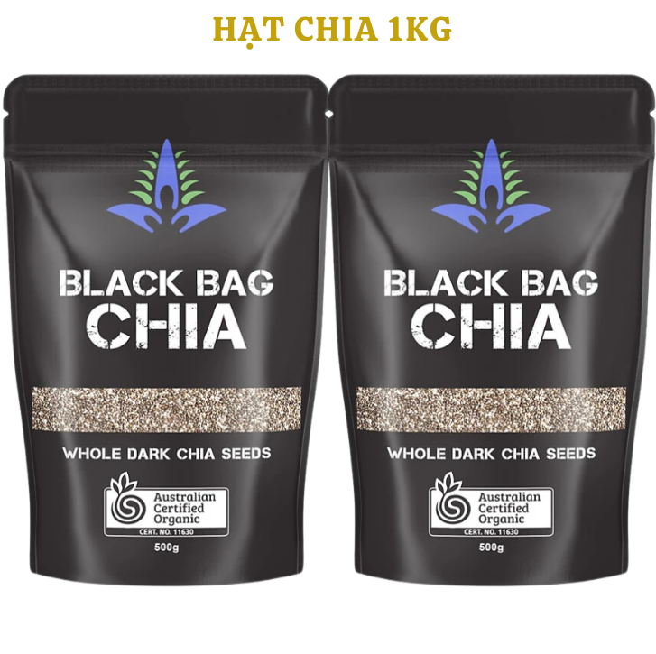 Hạt Chia Úc BLACK BAG chính hãng Hữu Cơ chuẩn Oganic ( 1kg - gồm 2 Gói 500g)