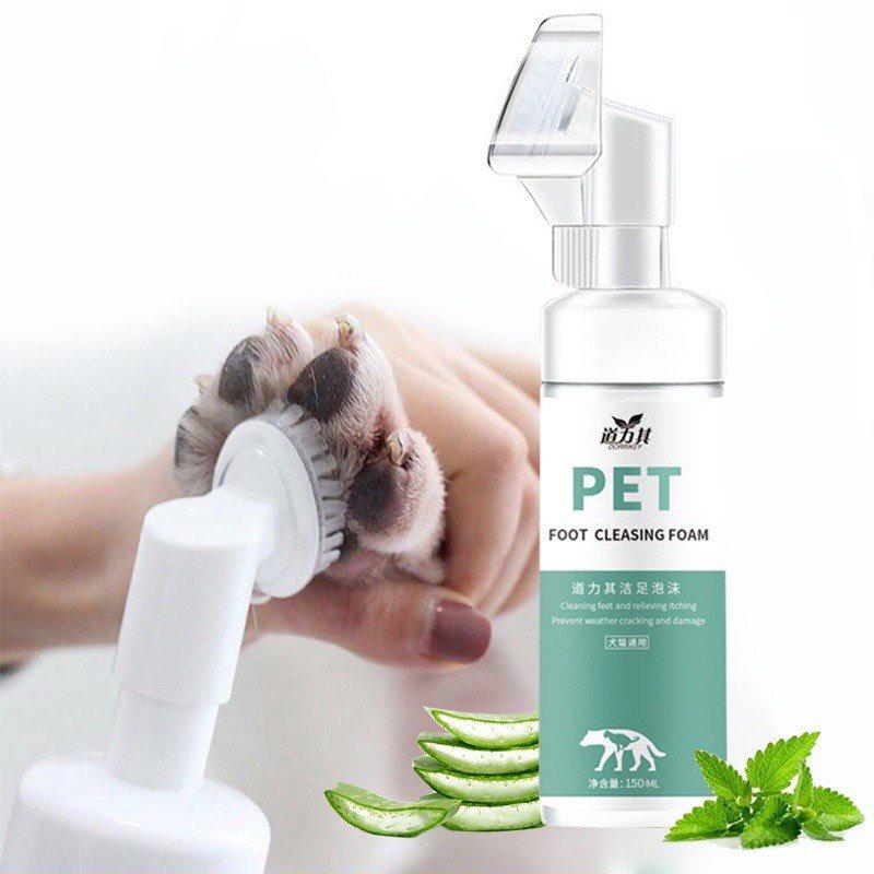 Dung dịch rửa bàn chân cho thú cưng Dorrikey đầu bàn chải mềm dung tích 150ml, vệ sinh cho chó, vệ sinh cho mèo