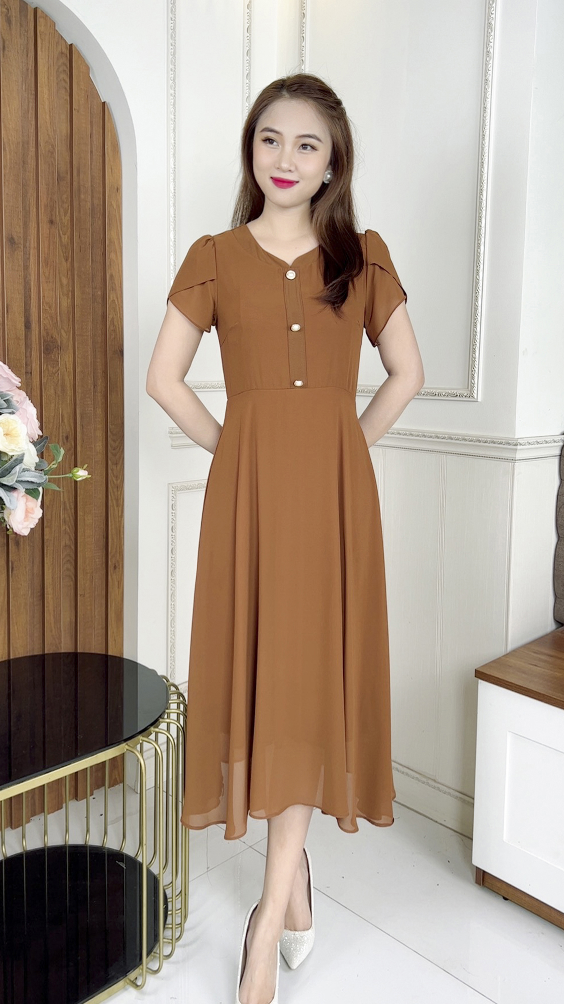 Đầm Quý Bà [ Linh Trà ] (TM 426) Trang Nhã Quý Phái Thanh Lịch Sang Trọng Đi Làm Đi Tiệc