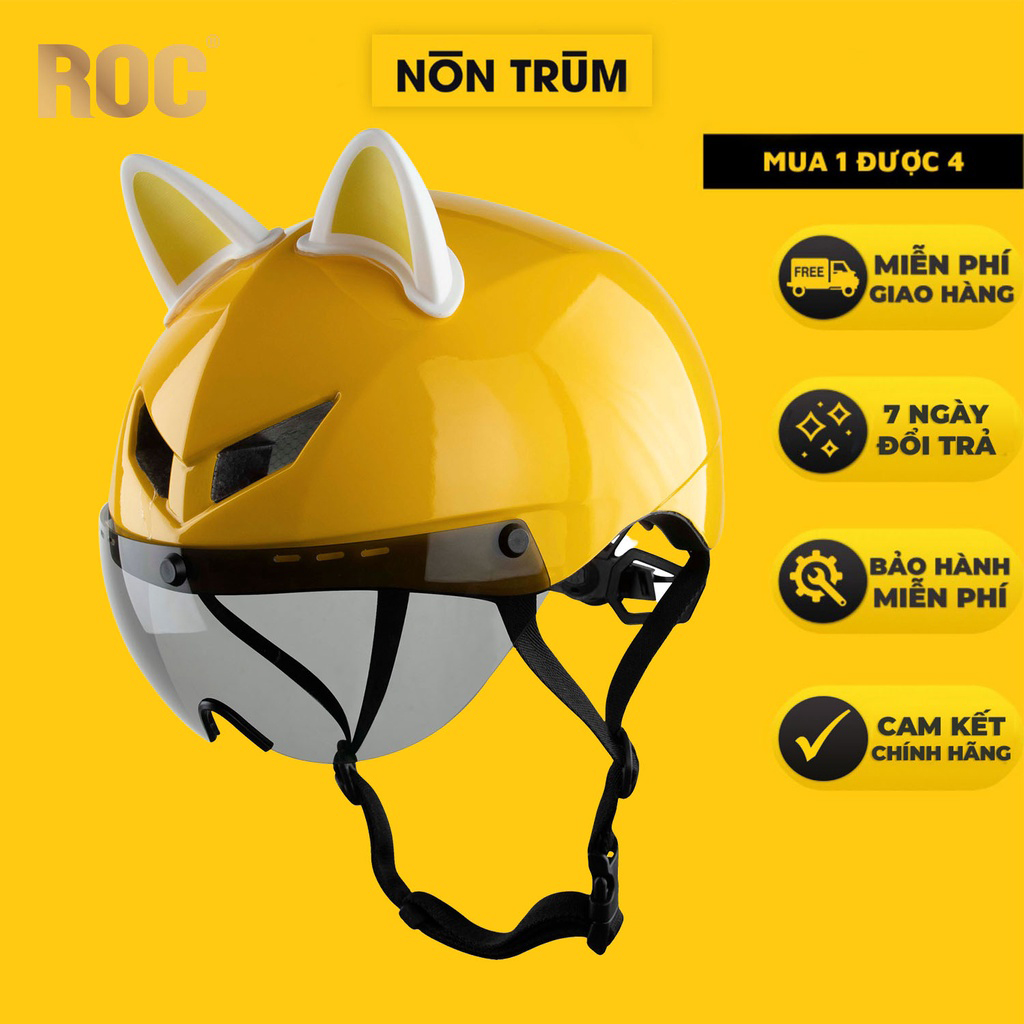 Mũ xe đạp thể thao ROC R18 đuôi nhọn kèm kính hít nam châm