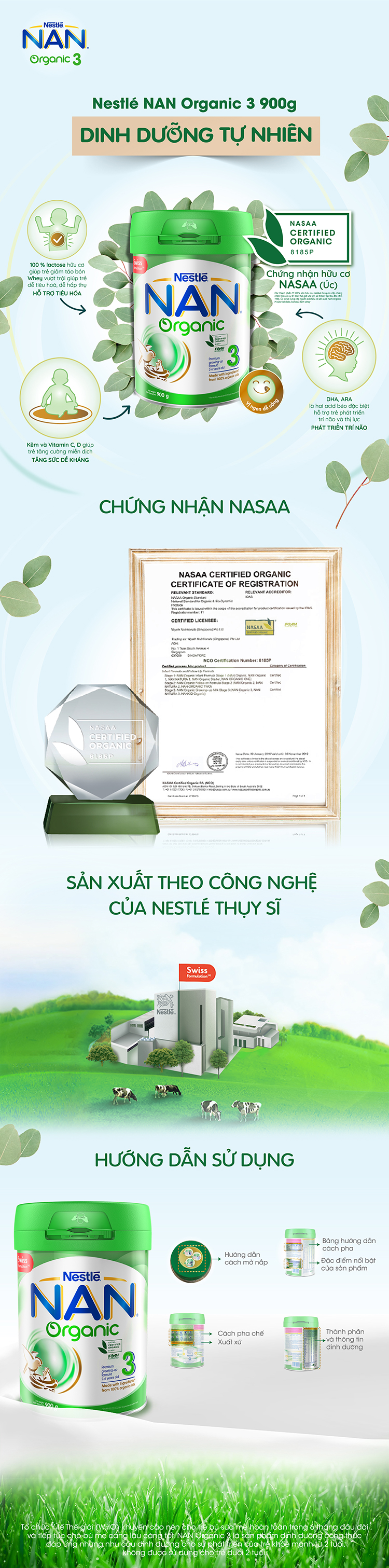 Sữa Bột Nestle NAN Organic 3 900g