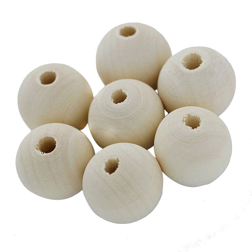 50x 20mm Natural Color Wood Round Wooden Beads Craft Jewelry Making Findings