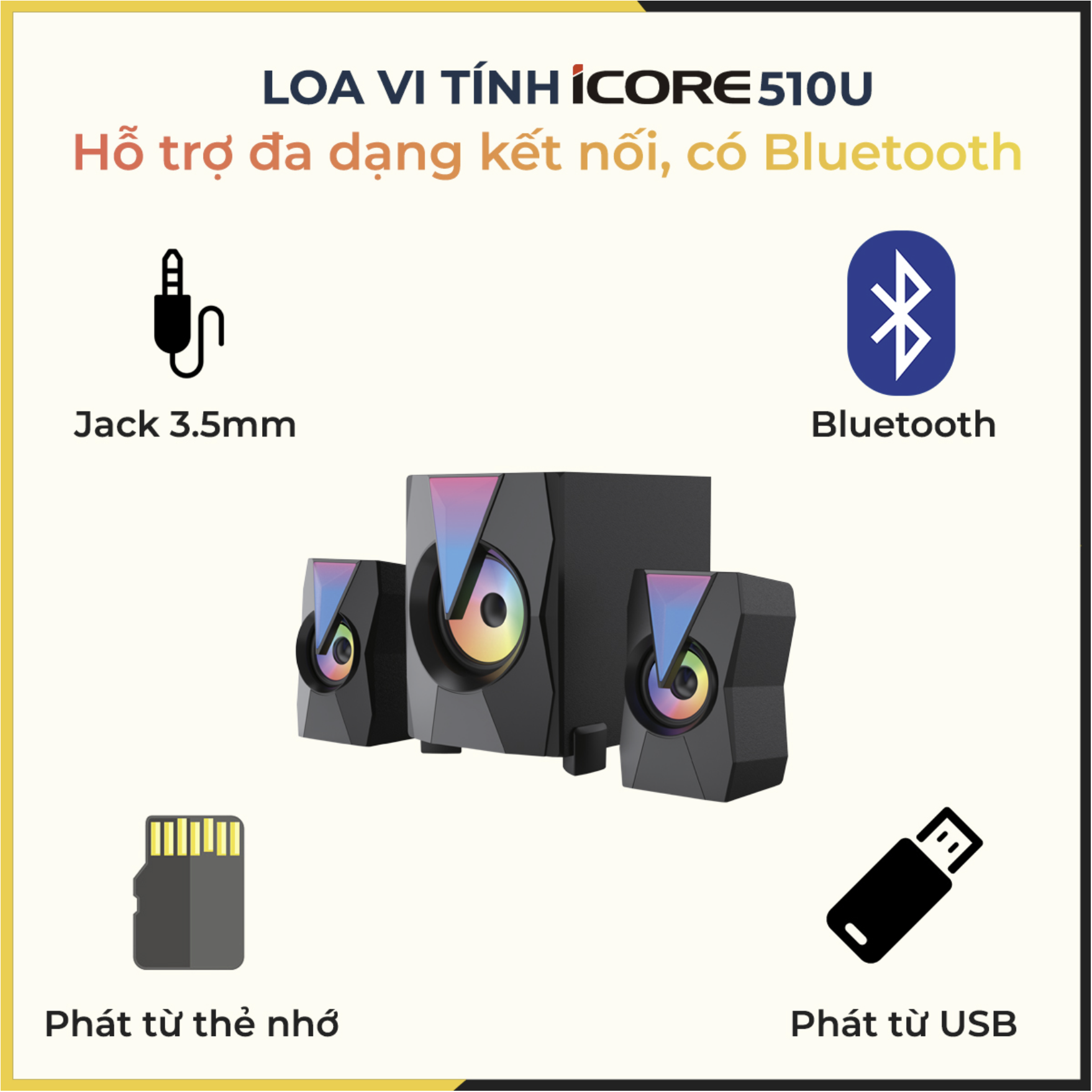 Loa Vi Tính 2.1 iCore 510U - Hàng Chính Hãng