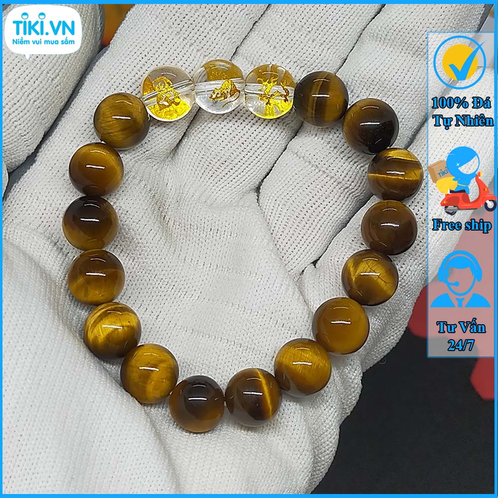 Vòng tay phong thủy nam tam hợp thân tý thìn chất liệu mắt hổ tự nhiên - size 8 10 12ly cho người mệnh thổ, mệnh kim - có khai quang điểm nhãn may mắn tài lộc - bảo hành 12 tháng - PHONG THỦY ANH VŨ