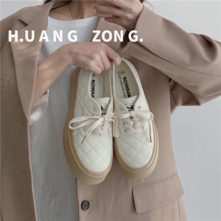 Giày thể thao nữ Ulzzang đế bằng bánh mì basic độn đế vải canvas bata mới hot phong cách hàn quốc đẹp cá tính đẹp