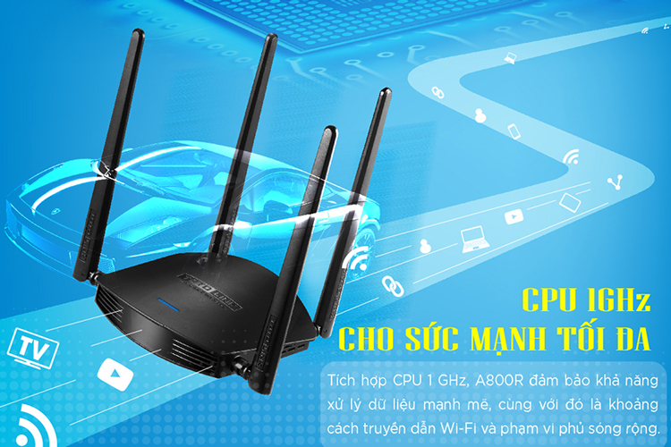 Router Wi-Fi Băng Tần Kép AC1200 Totolink A800R - Hàng Chính Hãng